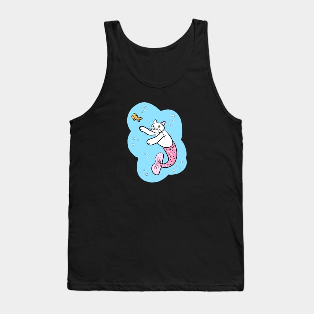 Mermaid Cat with Goldfish Tank Top by HugSomeNettles